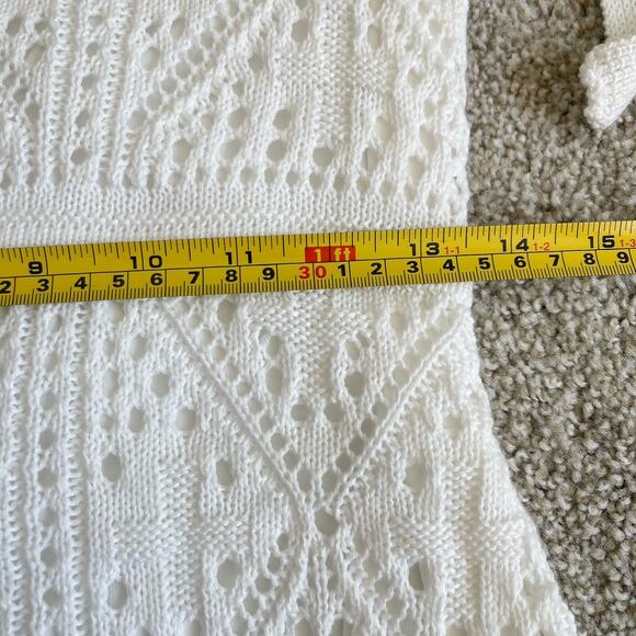 Lulus White Crochet Tie Shoulders Strap Midi Dress Size Medium Resort Coastal - Picture 13 of 14